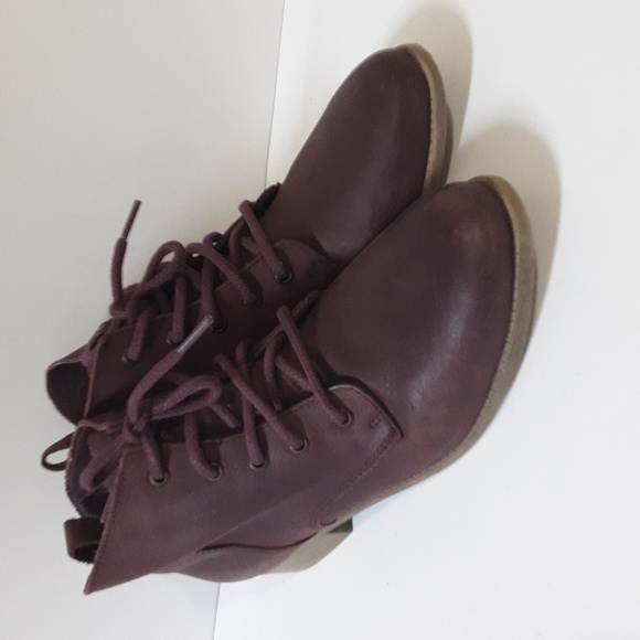 Steve Madden ankle boots women 9.5M Lace-up Chelsea burgendy Y2k Festival Casual - Picture 1 of 13